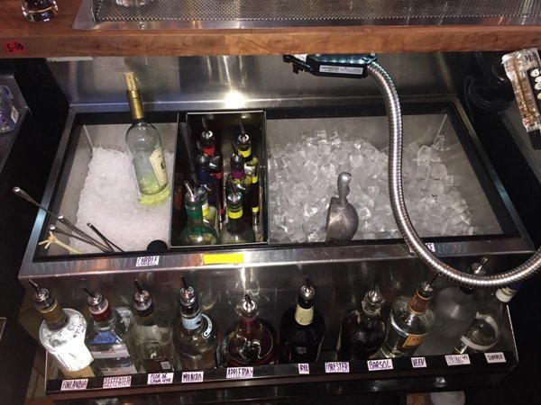 Speed rail quay bar, thùng đá inox quầy bar, cocktail station for bar, thùng đá âm bàn cho bar